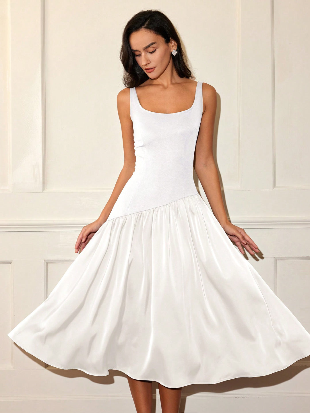 White  Flare Hem Sleeveless Dress