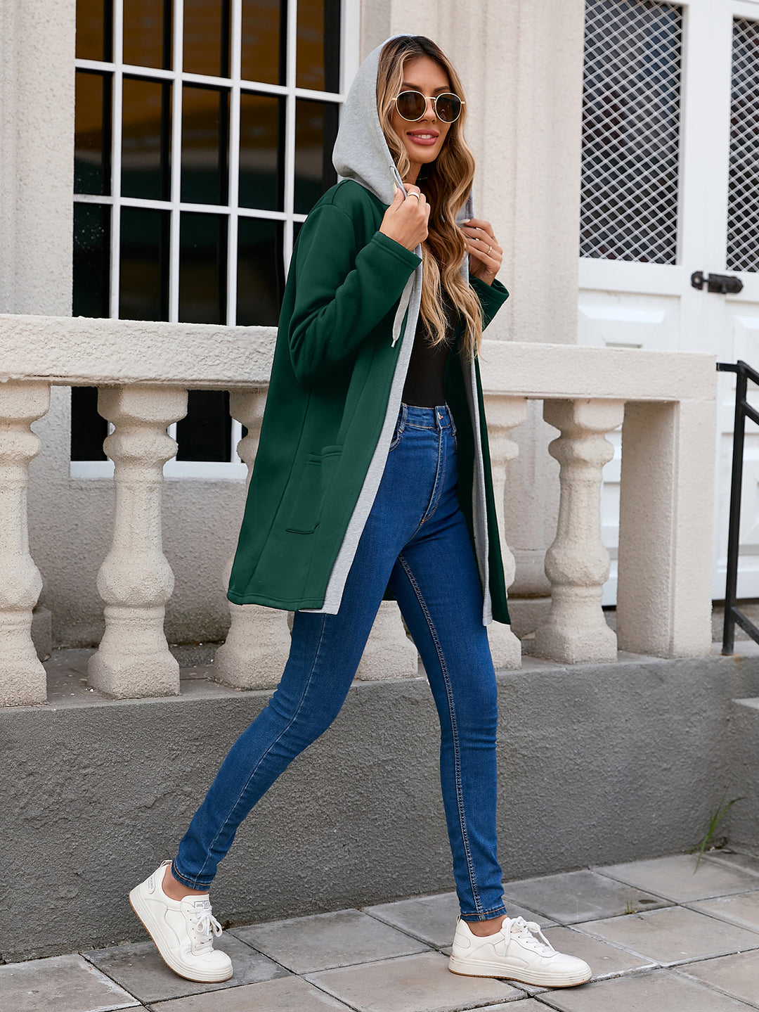 Dark Green Full Sleeve Hooded Jacket