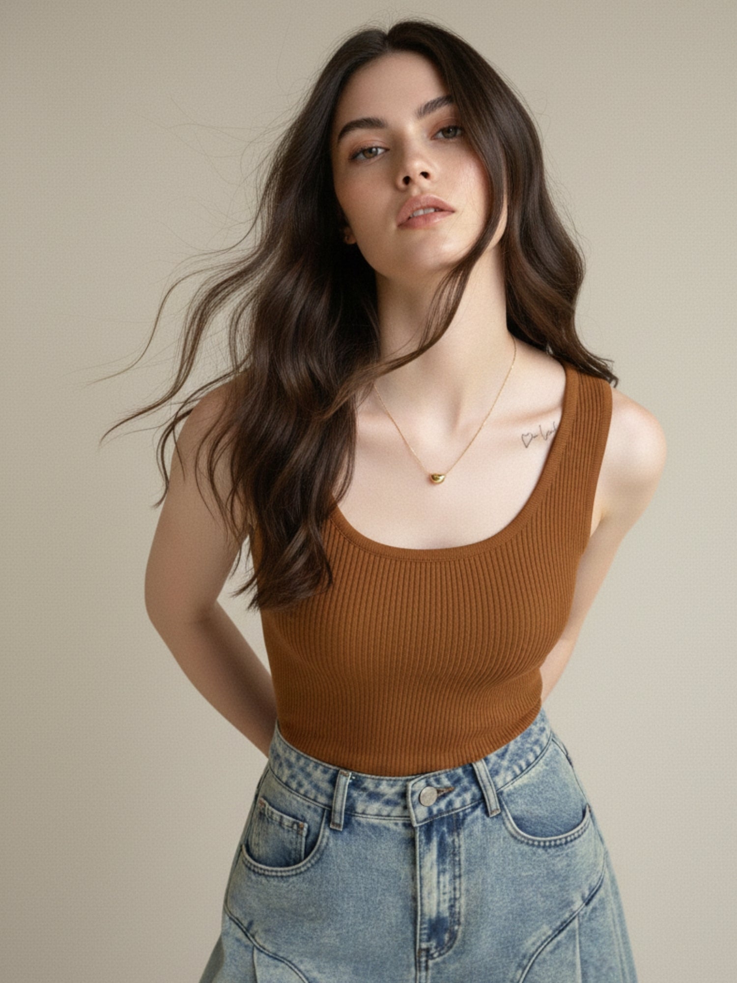 Rust Scoop Neck Tank Top