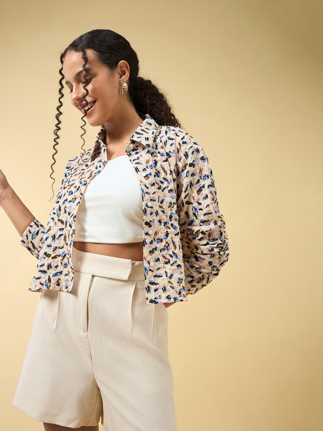 Beige Textured Shirt