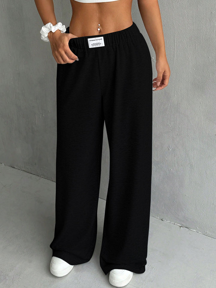 Black Solid Sweatpants