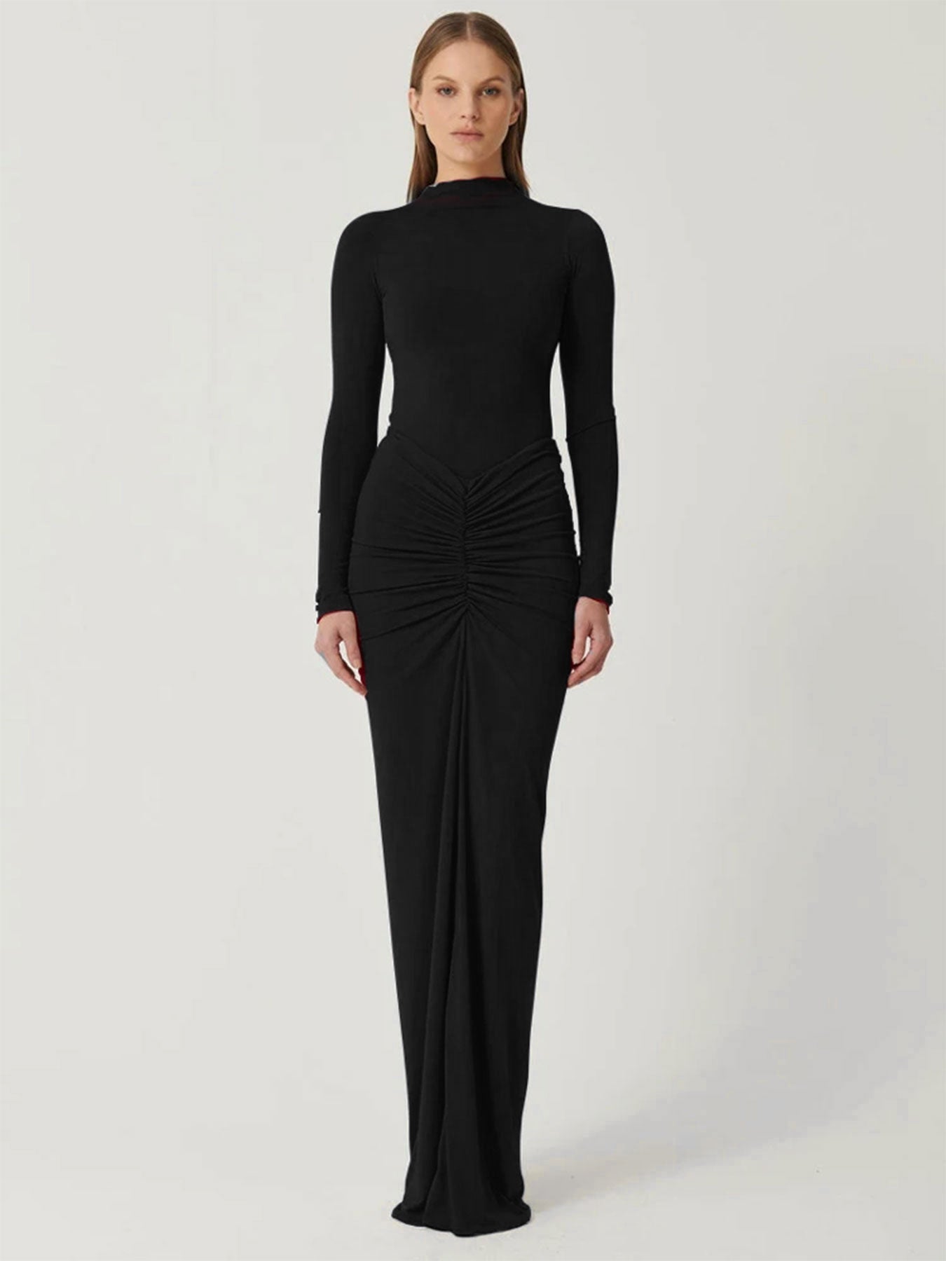 Black High Neck Bodycon Maxi Dress