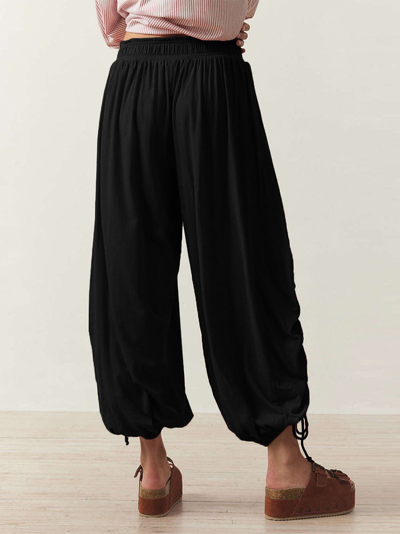 Black Ruching At Bottom Hem With Elasticated Leg