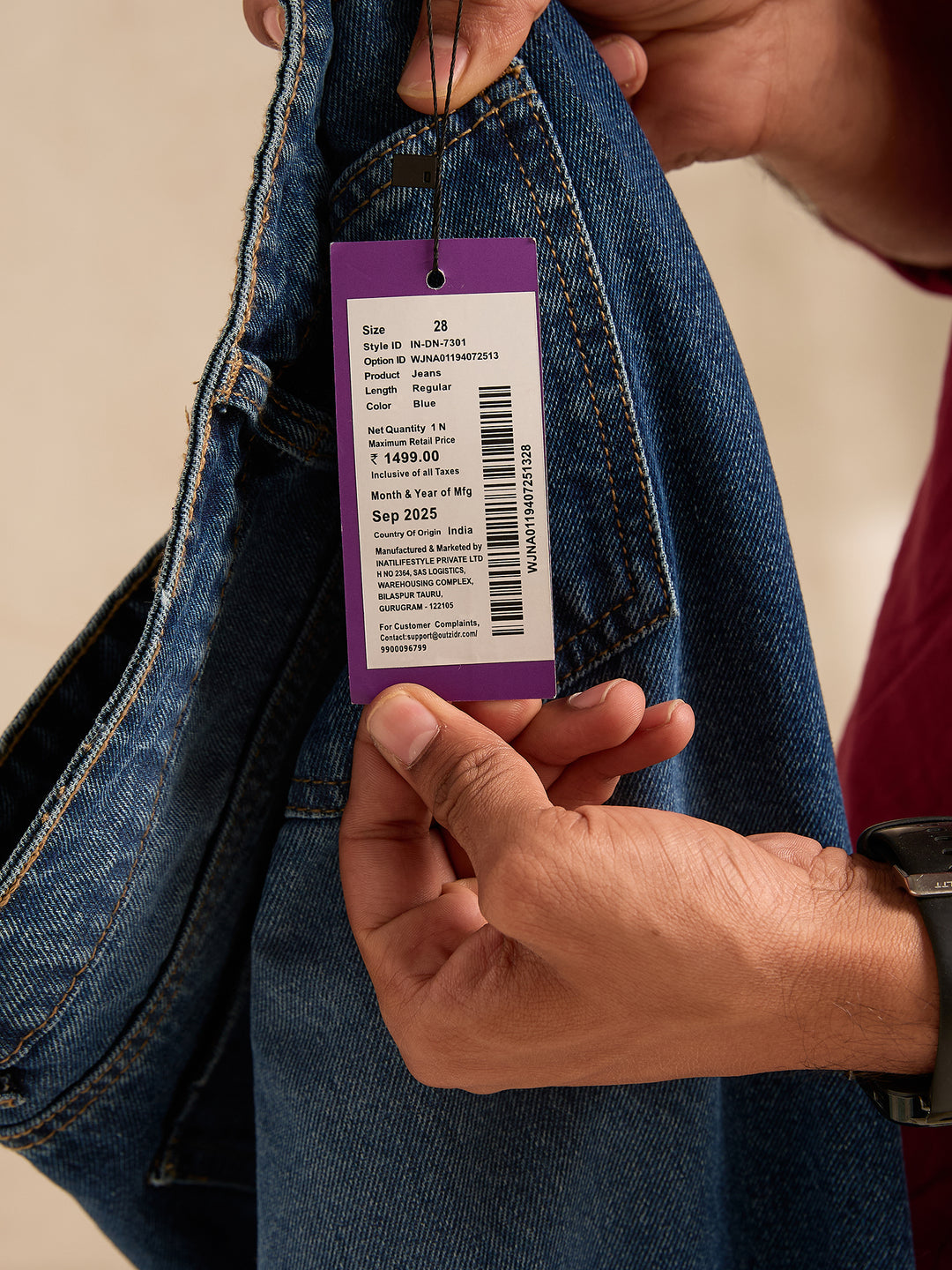 Blue Classic Straight Fit Jeans