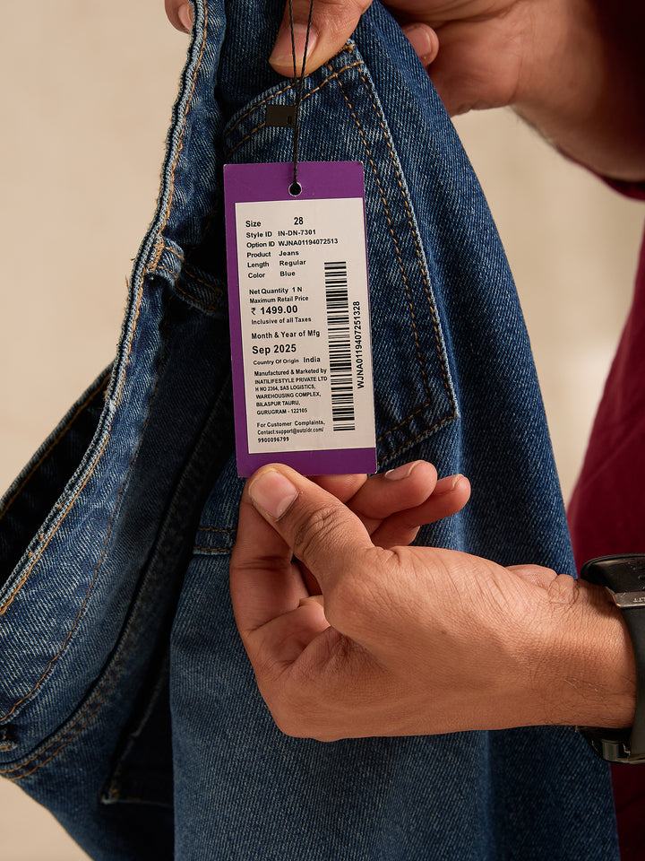 Blue Classic Straight Fit Jeans