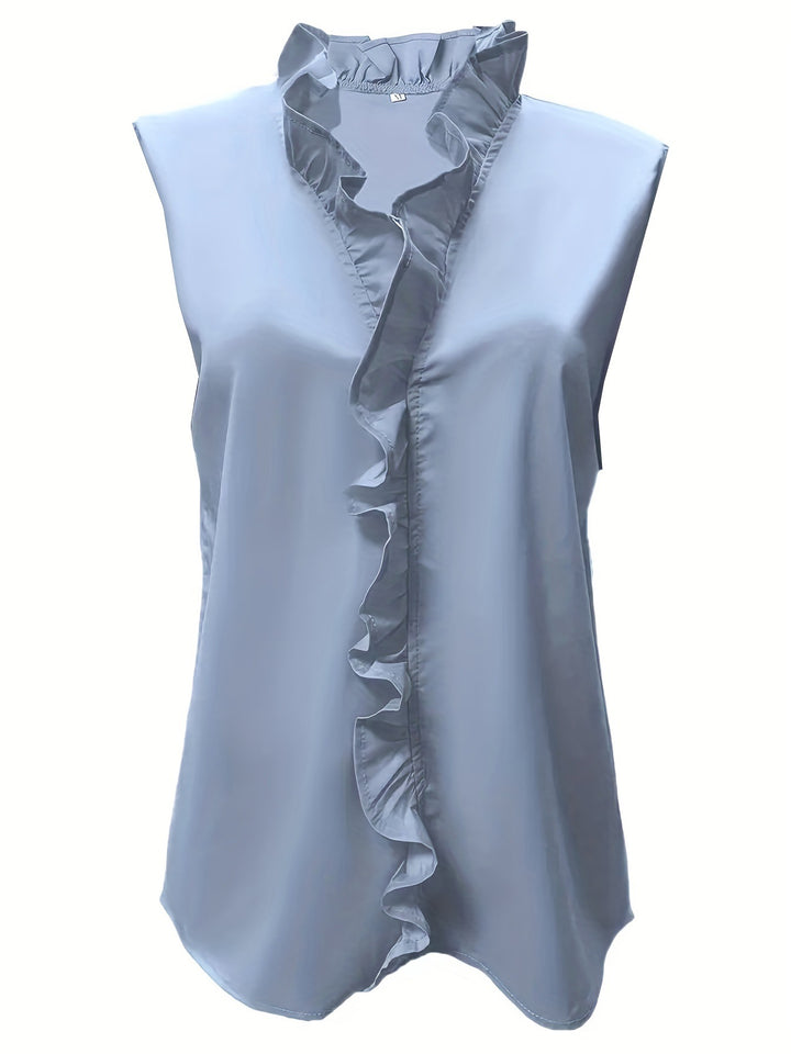 Blue Ruffle Hem Sleeveless Top