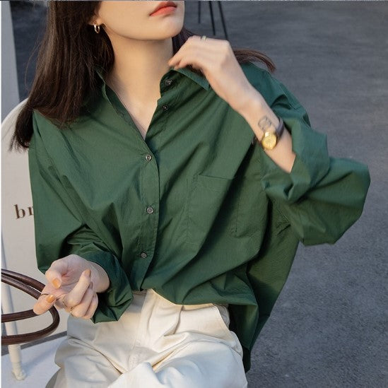 Green Oversized Poplin Shirt