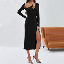 Black Side Neck Cut Out Bodycon Dress