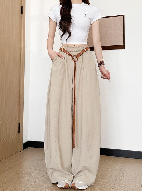 Beige High Waist Barrel Style Sweatpant