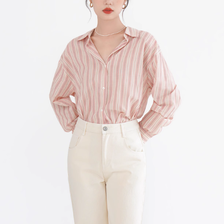 Pink Striped Oversized Shirt