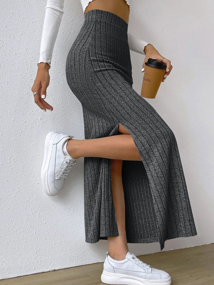 Black Rib Maxi Skirt