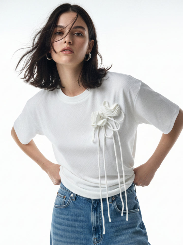 White Floral Corsage Regular T-Shirt