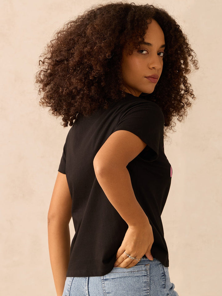 Black Regular Fit Graphic Tshirt