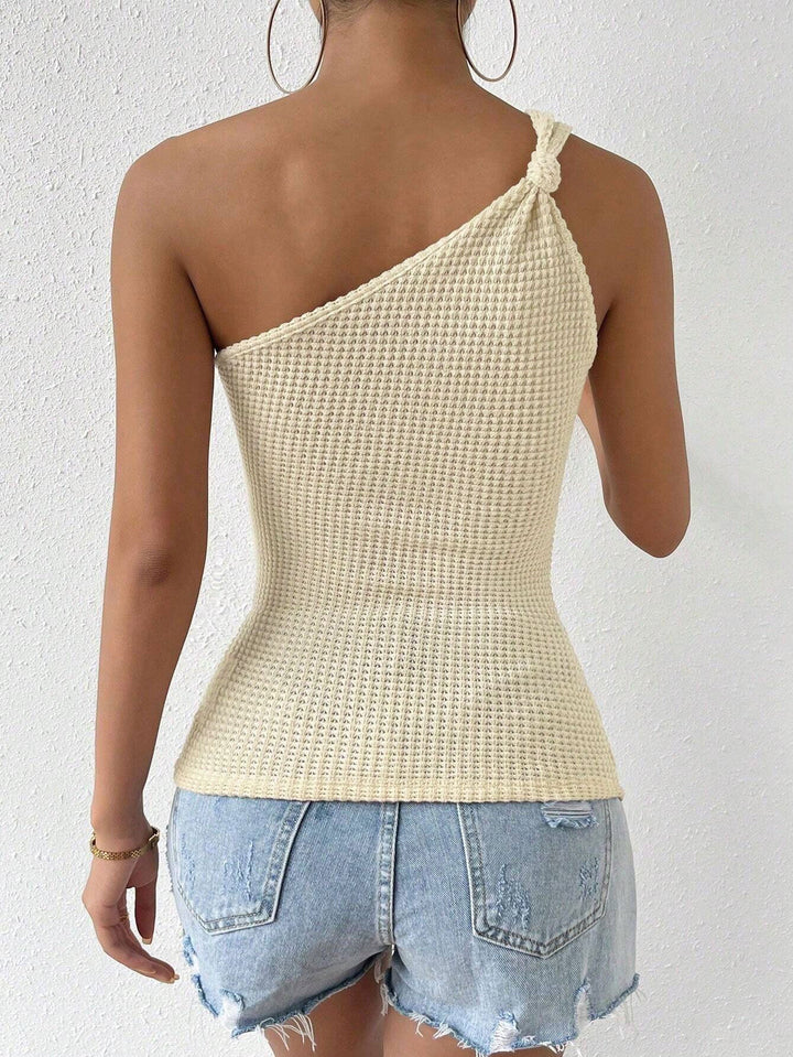 Cream One Shoulder Knot Top