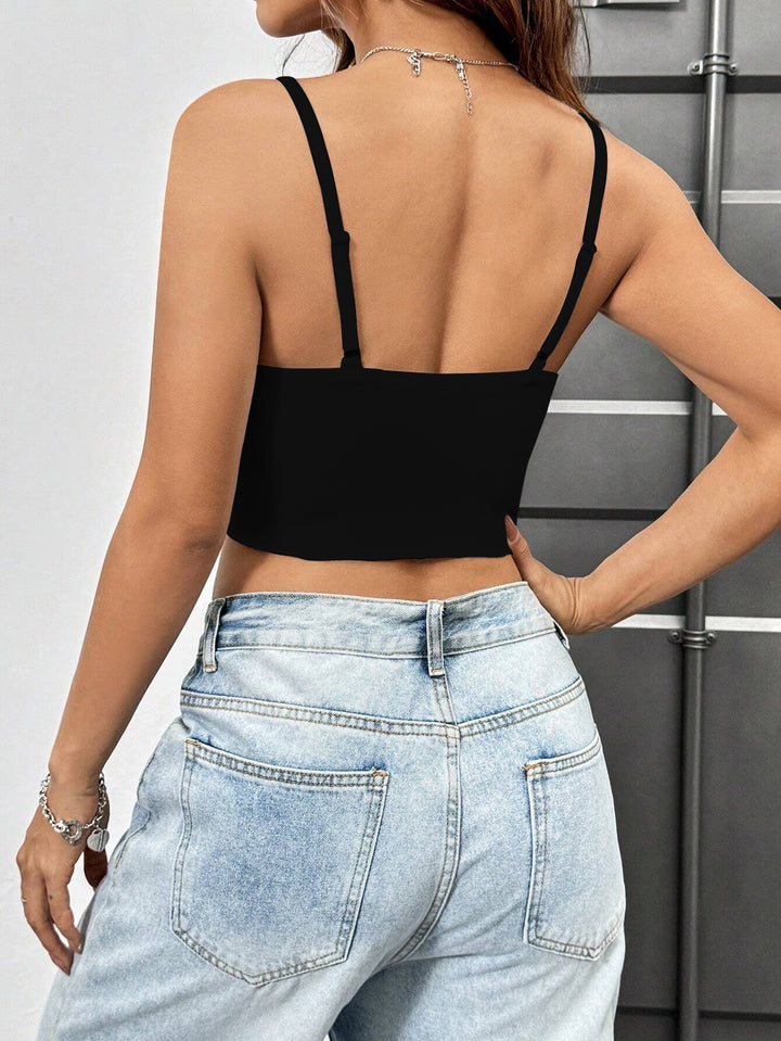 Black Butterfly Silhouette Solid Camisole