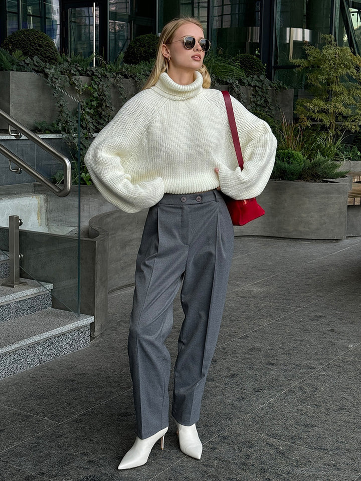 Off White Criss Cross Back Solid Sweater
