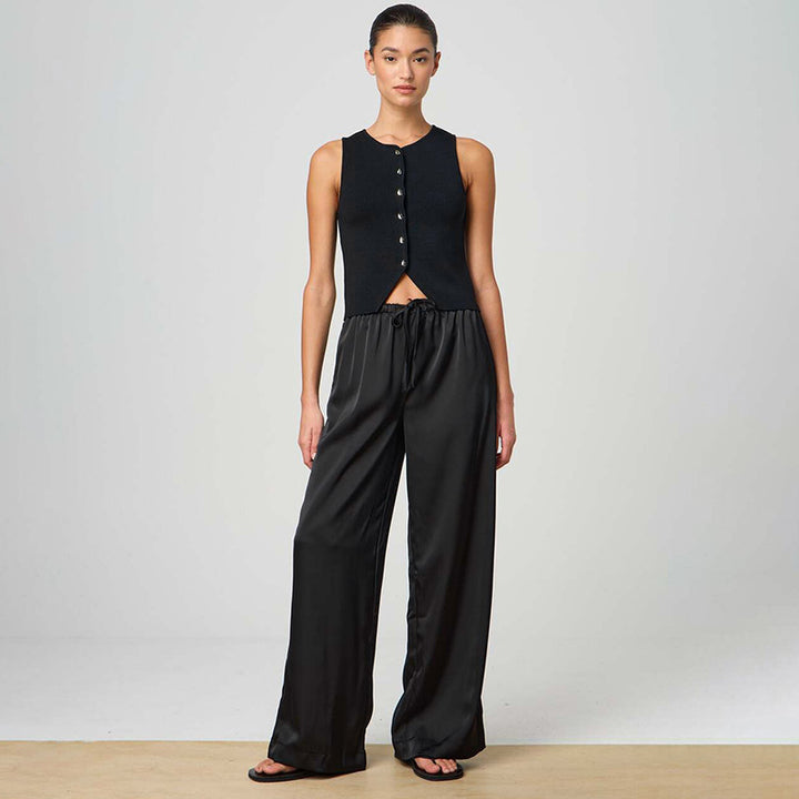 Black Relaxed Wide-Leg Pants