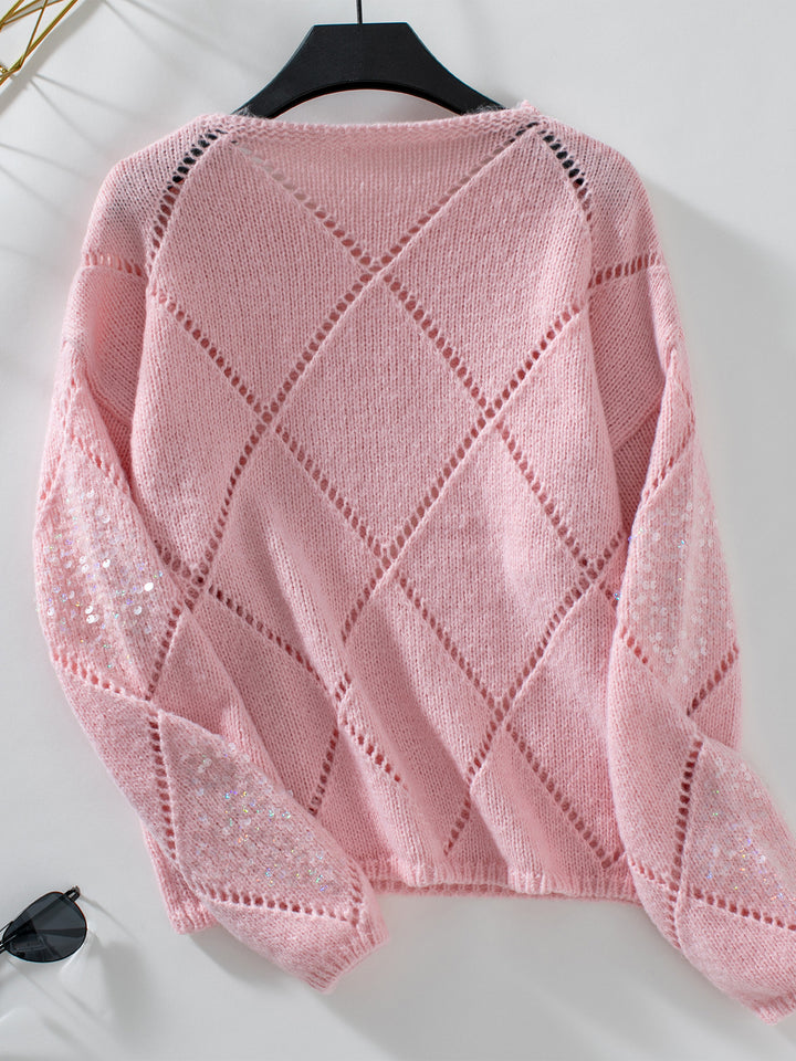 Pink Full Sleeves Round Neck Sweater