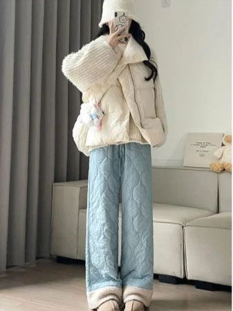 Blue Quilted Fleece Jogger