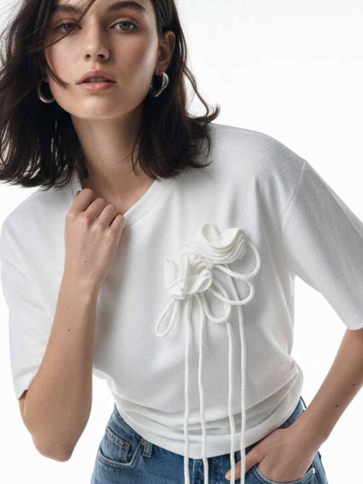 White Floral Corsage Regular T-Shirt