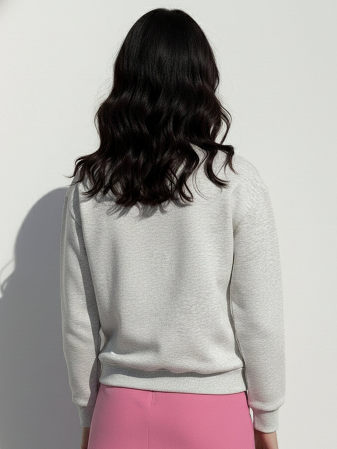 Grey Bold Bow Embroidery Sweatshirt