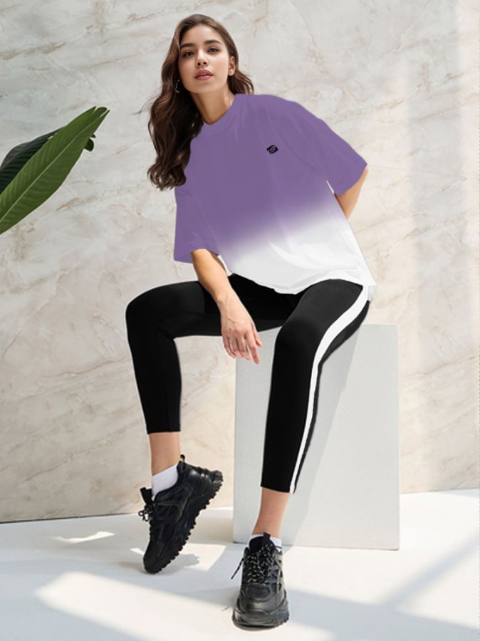 Purple Short Sleeve Graphic Print Tshirt