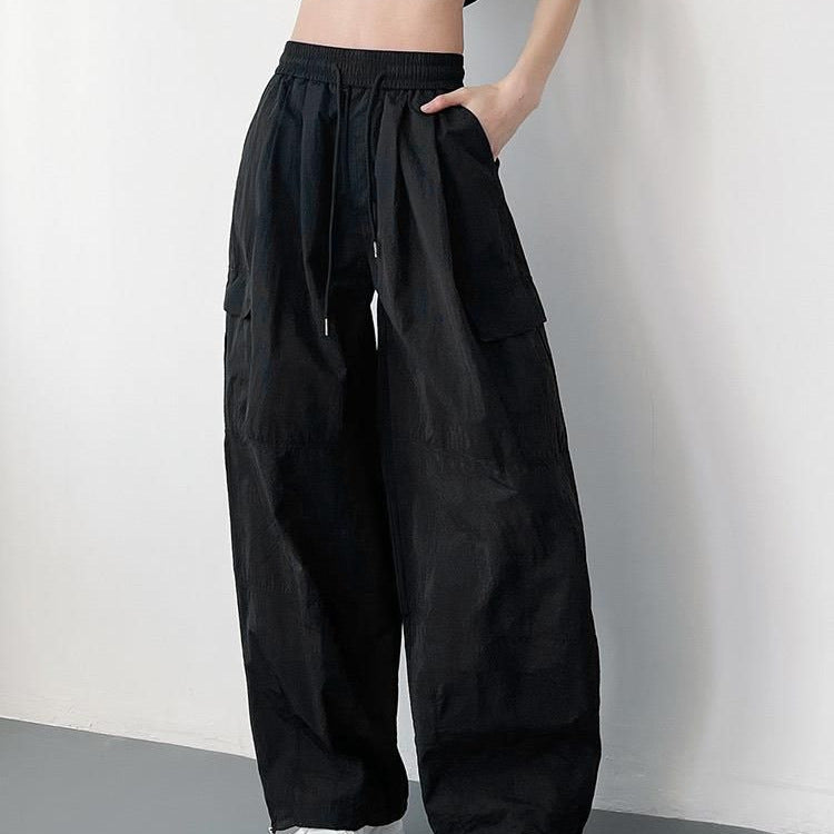 Black Pin Tucked Baggy Joggers