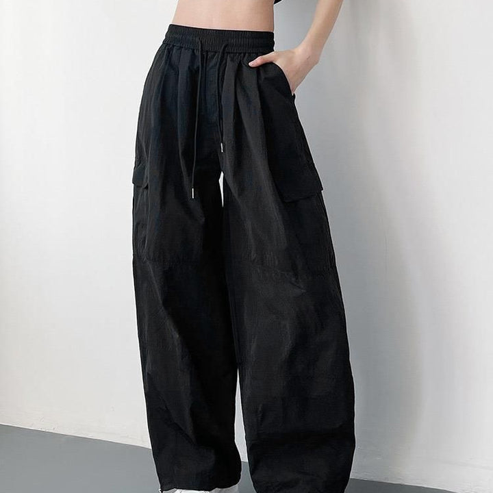 Black Pin Tucked Baggy Joggers