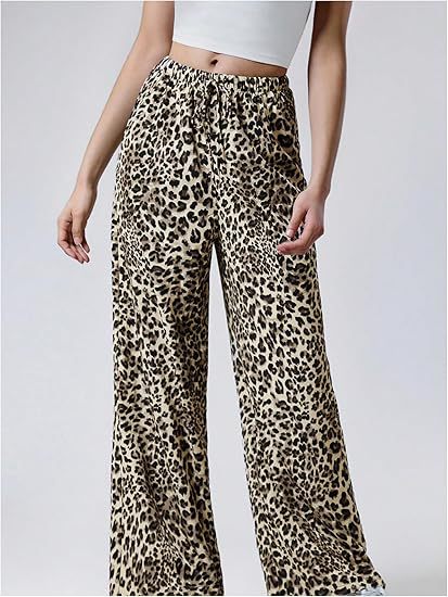 Cream Baggy Fit Animal Printed Joggers