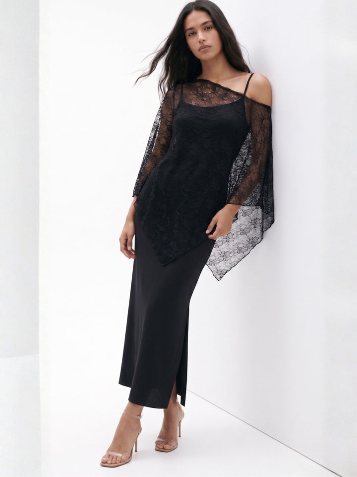 Black Lace Cover-Up Maxi Dress