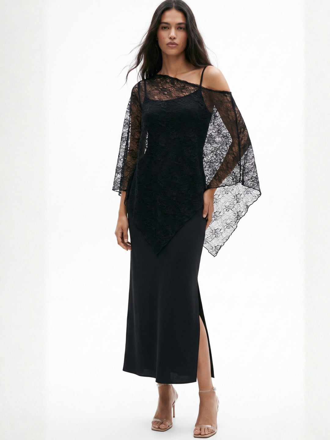 Black Lace Cover-Up Maxi Dress