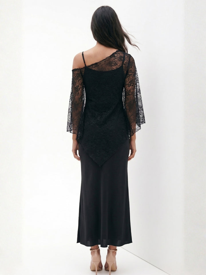 Black Lace Cover-Up Maxi Dress