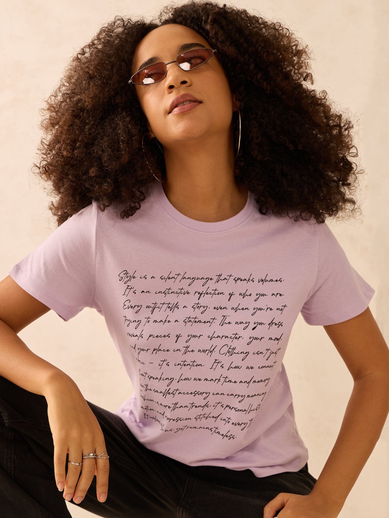 Lilac Regular Fit Graphic Tshirt