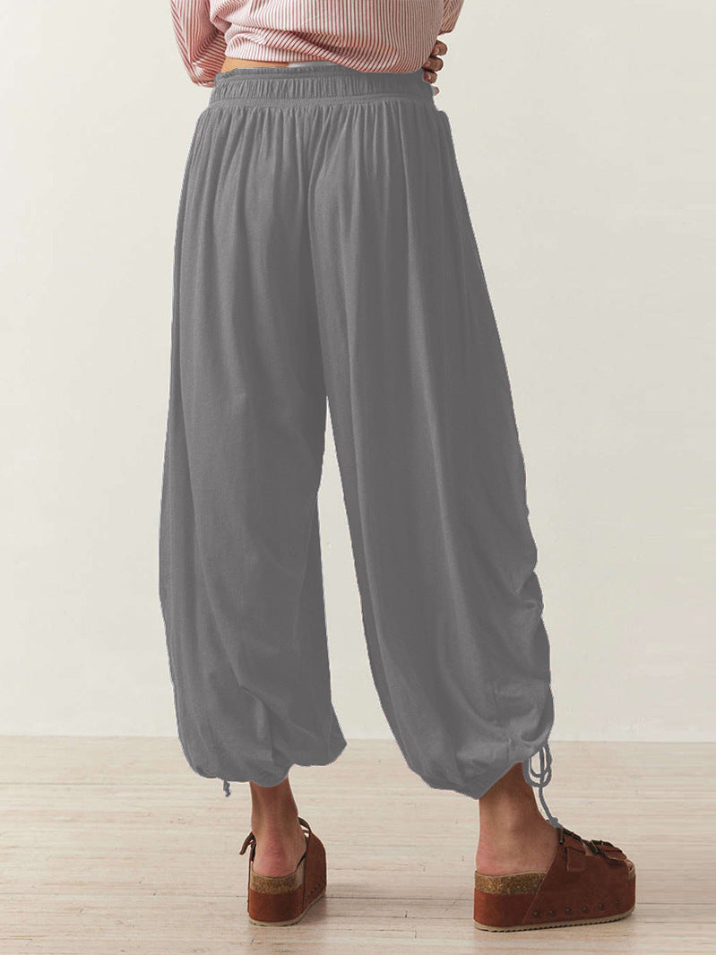 Grey Ruching At Bottom Hem With Elasticated Leg