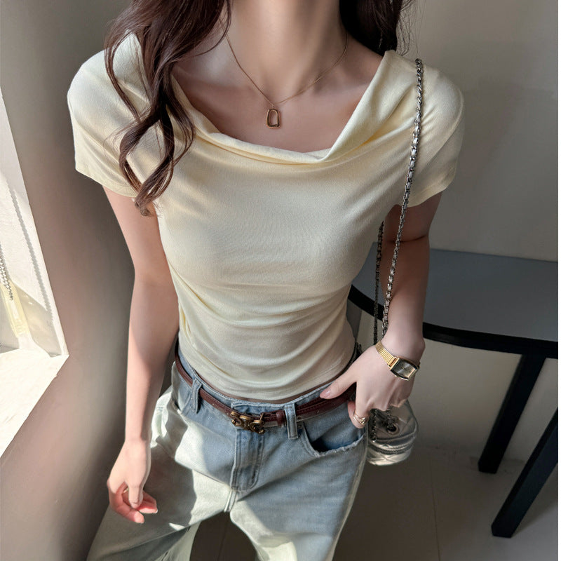Khaki Cowl Neck T-Shirt