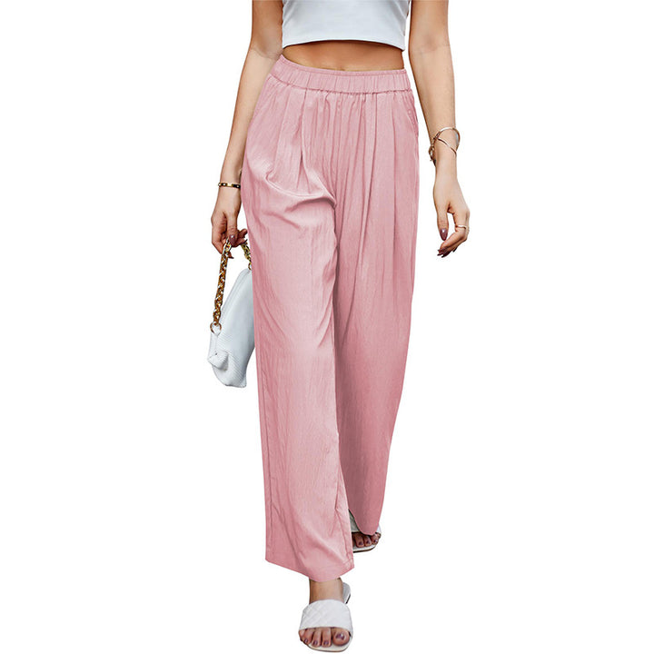 Pink Textured Wide Leg Trouser