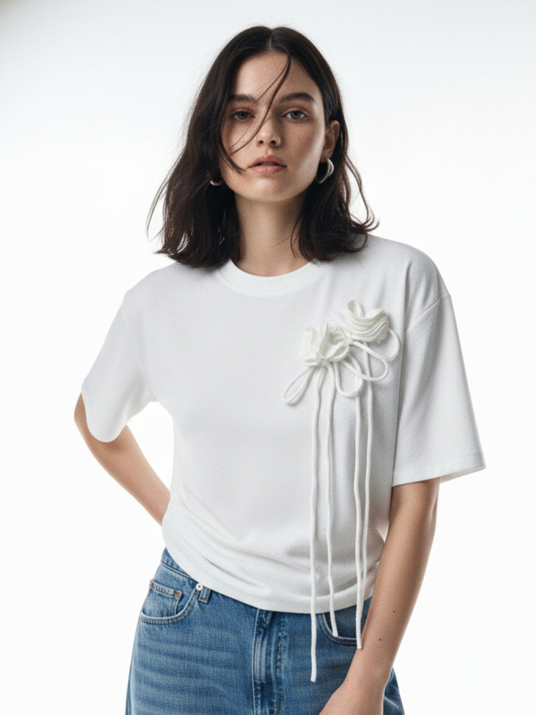White Floral Corsage Regular T-Shirt