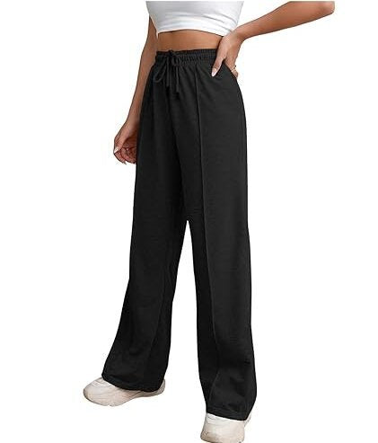Black Straight Fit Drawstring Joggers