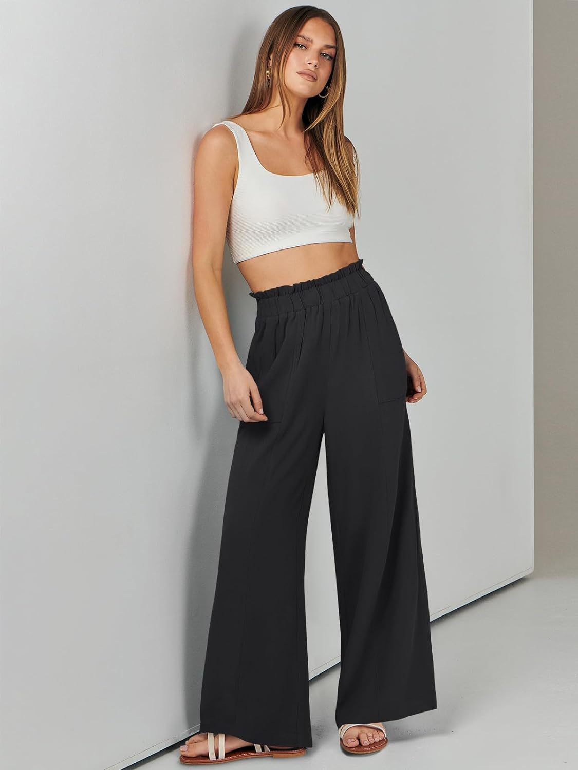Black Elasticated Flare Trouser