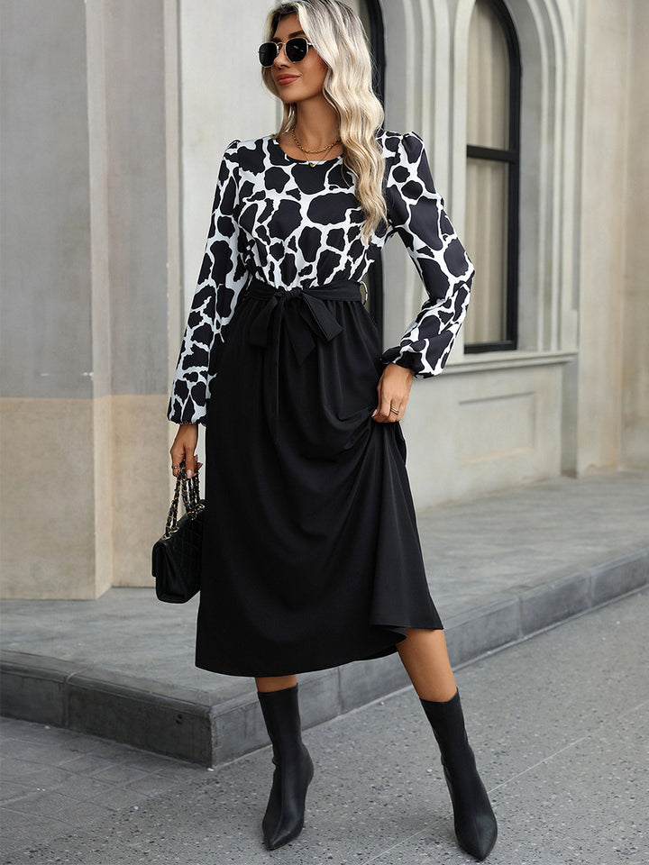 Black Printed Skater Dress
