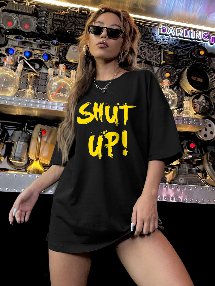 Black Chest Print Graphic Tshirt