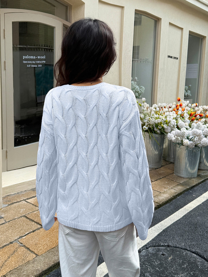 Blue Cable Textured Sweater
