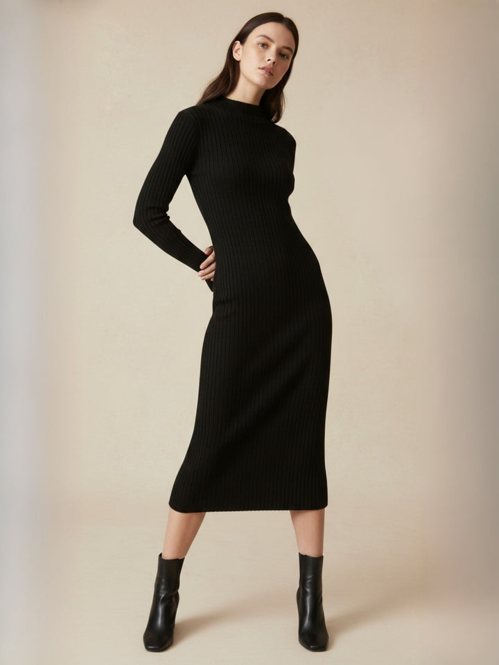 Black High Neck Sweater Dress