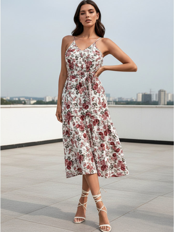 White Halter Neck Printed Dress