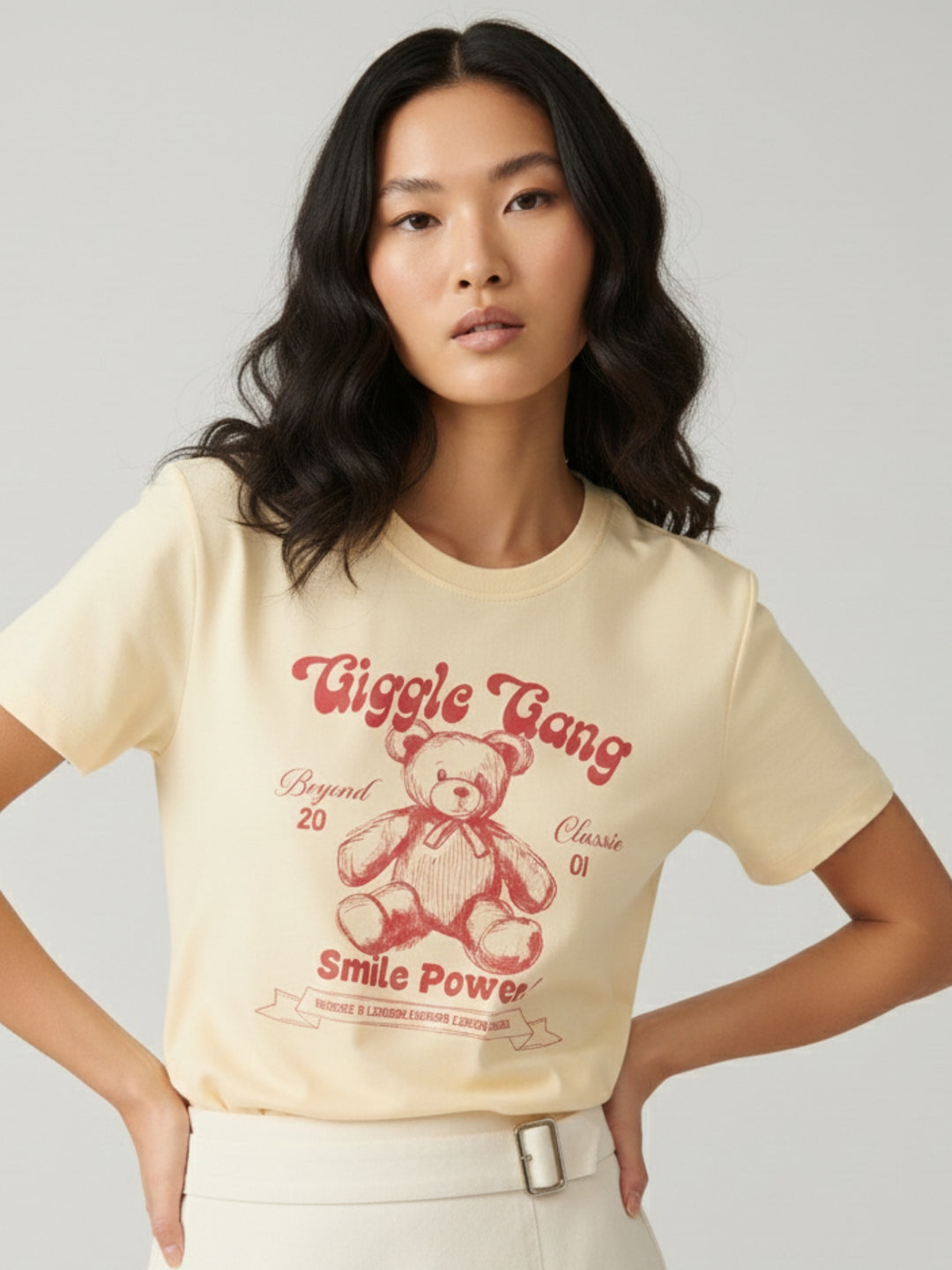 Beige Short Sleeves Crew Neck T-Shirt