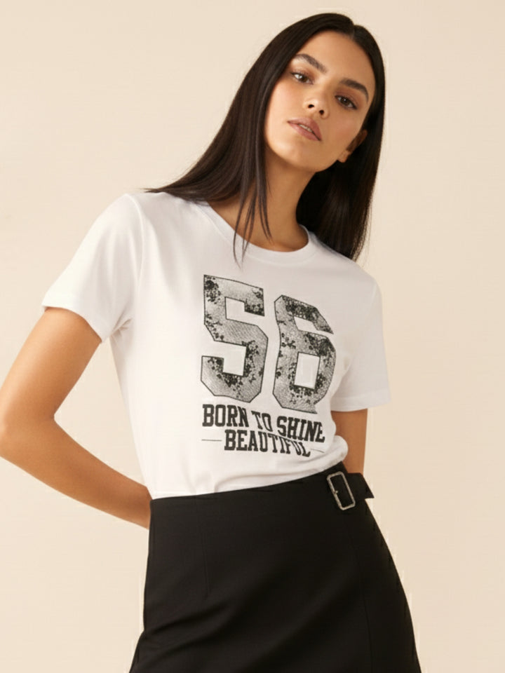 White Short Sleeves Crew Neck T-Shirt