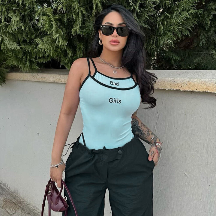 Light Blue Contrast Binding Bodysuit
