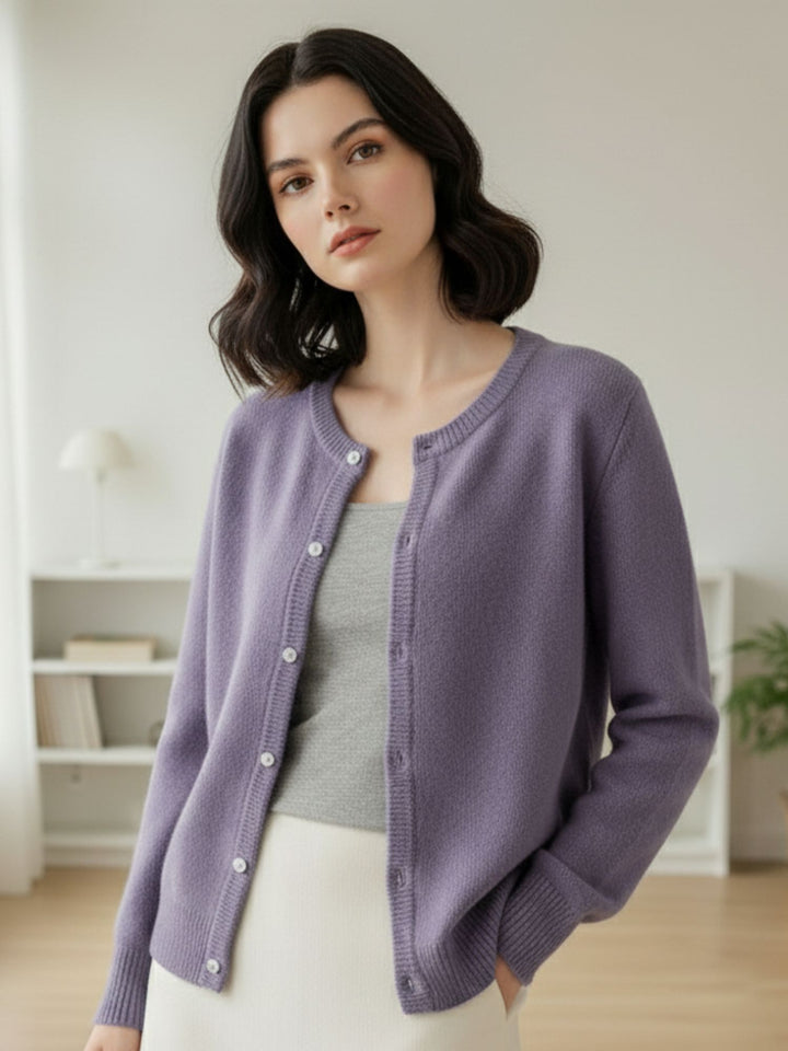 Lavender Full Sleeve Front Buttoned Slouchy Cardigan