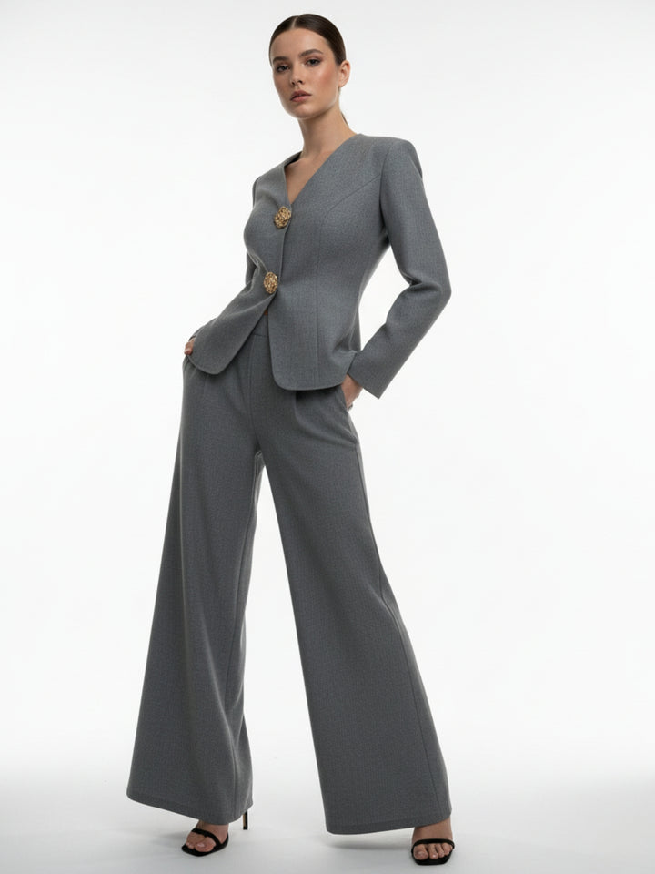 Grey Suit And Pant Co-Ord Set