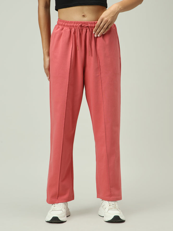 Mauve Solid Pintucked Sweatpant